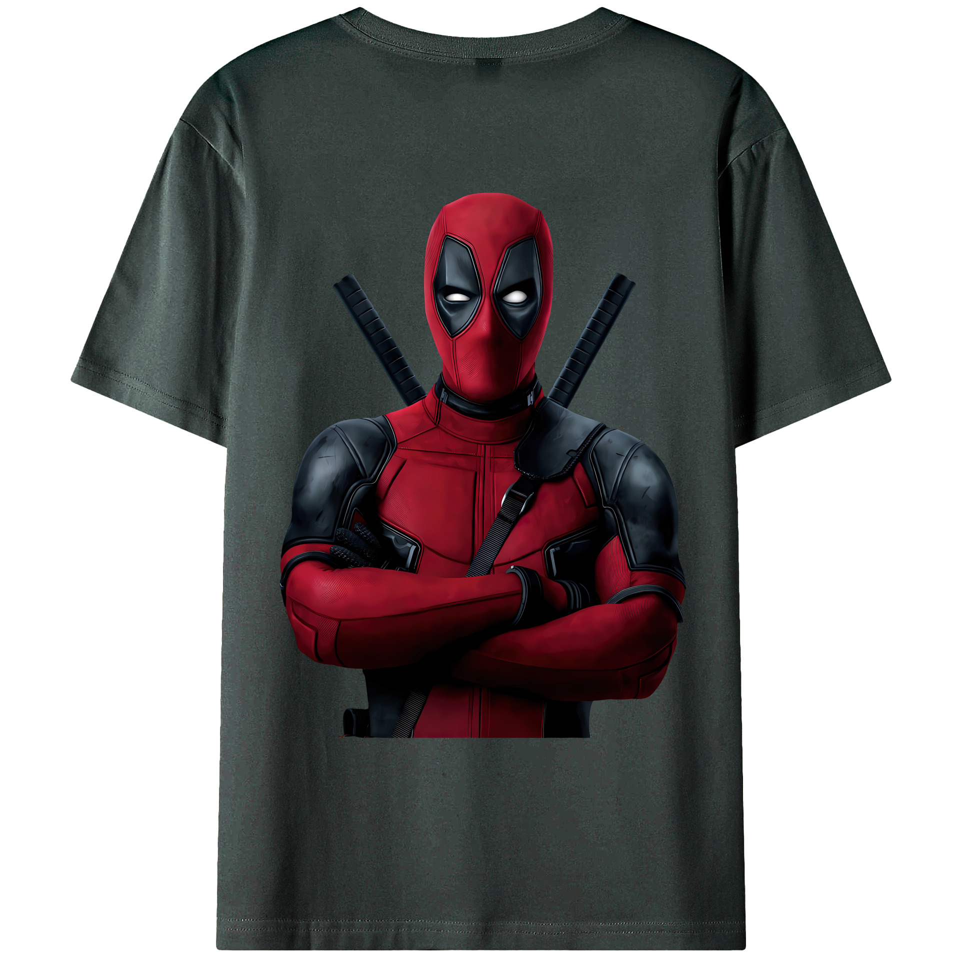 （画像用） Deadpool デッドプール 綿100％ メンズ半袖Tシャツ（バックプリント） 通気性